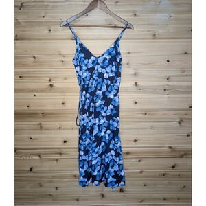 Reformation Dress Womens 6 Blue Floral Wrap Midi Dress